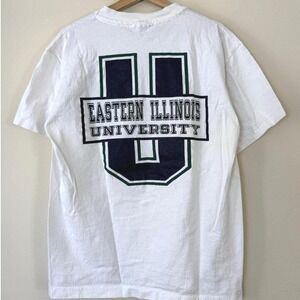 Vintage 90's Eastern Illinois University Single Stitch White Tee Shirt
